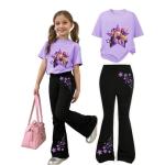 K Pop Outfits Set for Girls Short Sleeve T-Shirt and Long Pants Hunters Rumi Mira Zoey Graphic De-Mon Kids