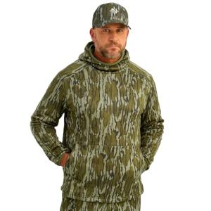 Nomad Men's Axe Camo Hoodie, Performance Hunting Sweatshirt, Mossy Oak Bottomland, Large