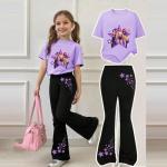 K Pop Outfits Set for Girls Short Sleeve T-Shirt and Long Pants Hunters Rumi Mira Zoey Graphic De-Mon Kids