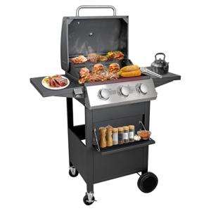 Cyphyja 3-Burner Gas Grill for Summer BBQ