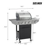 4 Burner Propane Gas Grill with Cart and Wheels
