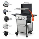 3-Burner Propane Gas Grill with Side Table