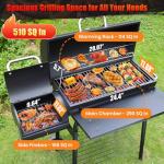 Realcook Charcoal Grill and Offset Smoker Combo