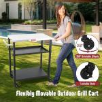 3-Tier Rolling Kitchen Cart for Indoor/Outdoor Use