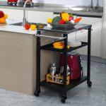 3-Tier Rolling Kitchen Cart for Indoor/Outdoor Use
