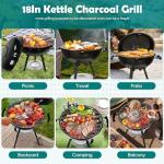 HaSteeL 18" Portable Charcoal Grill with Wheels