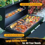 Spacious Charcoal BBQ Grill with Side Table