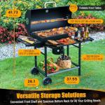 Spacious Charcoal BBQ Grill with Side Table