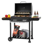 24-Inch Movable Charcoal Grill with Side Tables