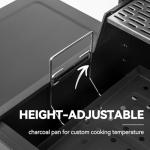 24-Inch Movable Charcoal Grill with Side Tables