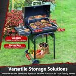 SUNLIFER Barrel Charcoal Grill with Side Table