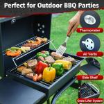 SUNLIFER Barrel Charcoal Grill with Side Table