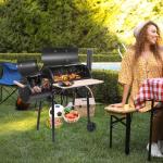 Outvita Outdoor Charcoal Grill with Smoker and Wheels