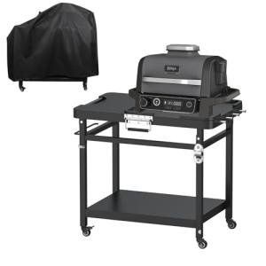 Portable Universal Grill Stand with Wheels & Cover