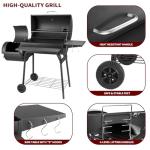 Charcoal Grill with Side Smoker and Table