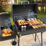 Charcoal Grill with Side Smoker and Table