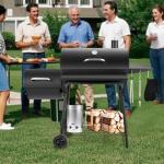 Charcoal Grill with Side Smoker and Table