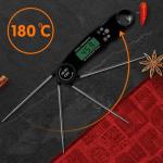 Digital Meat Thermometer with Collapsible Probe - Red