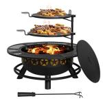 35in Outdoor Fire Pit with Swiveling Grill