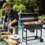 Flamaker Barrel Charcoal Grill with Racks and Thermometer