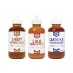 Lillie's Q - Smoky (15.3oz), Gold (14.8oz) & Carolina BBQ (15.5oz) Sauce Combo, Gluten-Free, Non-GMO, No Preservatives, Gourmet Mustard, Sweet & Vinegar Based BBQ (3-pack)