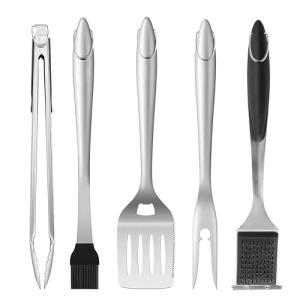 Rixordd Premium Heavy Duty BBQ Grill Tools Set - Stainless Steel Spatula, Fork, Brush, Scraper & Tongs - Ideal Grilling Accessories & Gifts for Men and Women