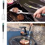 XSSIVE 5-Piece Good Grips BBQ Grill Tool Set – Extra Tough Metal Wire Brush Cleaner, Stainless Steel Spatula, Fork, Tongs, Basting Brush for Outdoor Grilling, Camping - Perfect Grill Gifts for Men Dad