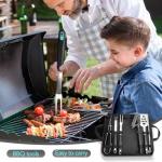 XSSIVE 5-Piece Good Grips BBQ Grill Tool Set – Extra Tough Metal Wire Brush Cleaner, Stainless Steel Spatula, Fork, Tongs, Basting Brush for Outdoor Grilling, Camping - Perfect Grill Gifts for Men Dad