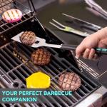 XSSIVE 5-Piece Good Grips BBQ Grill Tool Set – Extra Tough Metal Wire Brush Cleaner, Stainless Steel Spatula, Fork, Tongs, Basting Brush for Outdoor Grilling, Camping - Perfect Grill Gifts for Men Dad