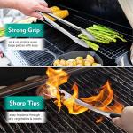 HaSteeL Grilling Utensil Set 18in, Stainless Steel BBQ Accessories Tools with Bag for Outdoor Cooking Camping, Heavy Duty Grill Spatula, Tong, Meat Fork, Basting Brush, Cleaning Brush, Man’s Gift