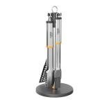 Stainless Steel BBQ Tool Set with Rotating Stand & Drip Pan | Grill Tool Kit Complete with Spatula, Tongs, Fork, Brush | Durable, Easy to Clean Grilling Kit | Essential BBQ Tools