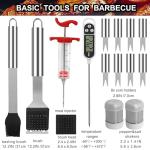 Grilljoy 24PCS BBQ Grill Tools Set with Meat Thermometer and Injector - Extra Thick Stainless Steel Fork, Spatula& Tongs - Complete BBQ Accessories in Aluminum Case - Perfect Grill Gifts for Men