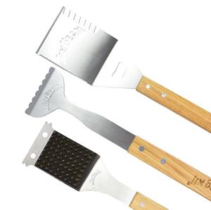 Jim Beam 3-Piece Barbecue Tool Set with Stainless Steel Cleaning Brush, 5-in-1 Spatula and a Pair of Tongs