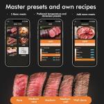 Smart Wireless Meat Thermometer with Thinnest Probe, Bluetooth Food Thermometer, Remote Tracking and Real-Time Readings from Apps, for iOS and Android, for BBQ, Grill, Smoker