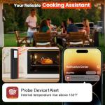 Smart Bluetooth Wireless Meat Thermometer with WiFi, Smart LED Base, 6 Sensors with NIST Certified Accuracy, High Accuracy ±0.5°F, Long-Range WiFi for BBQ, Grill, Smoker, Oven