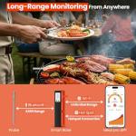 Smart Bluetooth Wireless Meat Thermometer with WiFi, Smart LED Base, 6 Sensors with NIST Certified Accuracy, High Accuracy ±0.5°F, Long-Range WiFi for BBQ, Grill, Smoker, Oven