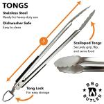 BBQ Butler Barbecue Grill Set - Grill Tongs and Spatula Set - Pigtail - Grill Tools - Grilling Accessories - BBQ Tools Stainless Steel - Three Piece Set