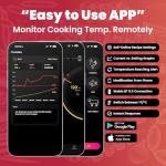 Smart Bluetooth Wireless Meat Thermometer, 800FT Digital Food Thermometer for Remote Monitoring with Ultra-Thin Probe, Instant Read, Standalone Display Base, for Kitchen Cooking BBQ Grill Oven Smoker
