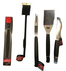 Deluxe BBQ Utensil Cooking Set Tongs Spatula Fork Basting Brush & Grill Brush