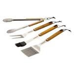 Cuisinart CGS-1100 (Spatula, Locking Tongs, Fork, Basting Brush) 4-Piece Grill Tool Set, Ash Wood Handle