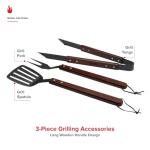 Nexgrill 3-Piece BBQ Grill Tool Set – Spatula, Tongs & Roasting Stick with Wooden Handles – Heavy-Duty Grilling Accessories for Outdoor Cooking, Camping, and Tailgating – 530-0033A