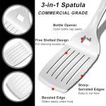 Beijiyi Grill Tools Set, Stainless Steel BBQ Tools Metal Grill Spatula, Tongs and Fork for Outdoor Grill with Silicone Handle, Heavy Duty Grilling Tools Grill Accessories for BBQ Cooking (Silver)