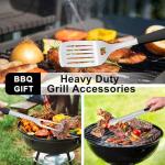 Beijiyi Grill Tools Set, Stainless Steel BBQ Tools Metal Grill Spatula, Tongs and Fork for Outdoor Grill with Silicone Handle, Heavy Duty Grilling Tools Grill Accessories for BBQ Cooking (Silver)