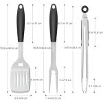 Beijiyi Grill Tools Set, Stainless Steel BBQ Tools Metal Grill Spatula, Tongs and Fork for Outdoor Grill with Silicone Handle, Heavy Duty Grilling Tools Grill Accessories for BBQ Cooking (Silver)