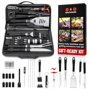 SpartaSake BBQ Grilling Accessories - Stainless Steel Barbecue Grill Tools Accessories kit Spatula Thermometer Tongs for Blackstone Griddle Outdoor Camping-Grill Set Gifts for dad Men Women(24 pcs)