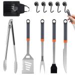11-Piece Grill Tools Set, BBQ Grilling Accessories with Tongs & Spatua, Stainless Steel Portable Grill Tools Kit with Hooks & Storage Apron for Camping, Grilling Gifts for Men Dad