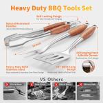 16 Inch Grilling Accessories Set, Heavy Duty Stainless Steel BBQ Accessories Tools and Grill Accessories for Outdoor Grill with Spatula, Fork, & Tongs - Grilling Gifts for Men Women Father
