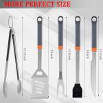 11-Piece Grill Tools Set, BBQ Grilling Accessories with Tongs & Spatua, Stainless Steel Portable Grill Tools Kit with Hooks & Storage Apron for Camping, Grilling Gifts for Men Dad