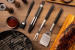 GRILLHOGS Heavy Duty BBQ Grilling Tool Set, Premium Soft Grip Tongs, Spatula with Bottle Opener and Serrated Edge, Barbecue Meat Fork, Stainless Steel Basting Brush, Premium BBQ Utensils Set (4 Piece)