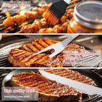 11-Piece Grill Tools Set, BBQ Grilling Accessories with Tongs & Spatua, Stainless Steel Portable Grill Tools Kit with Hooks & Storage Apron for Camping, Grilling Gifts for Men Dad